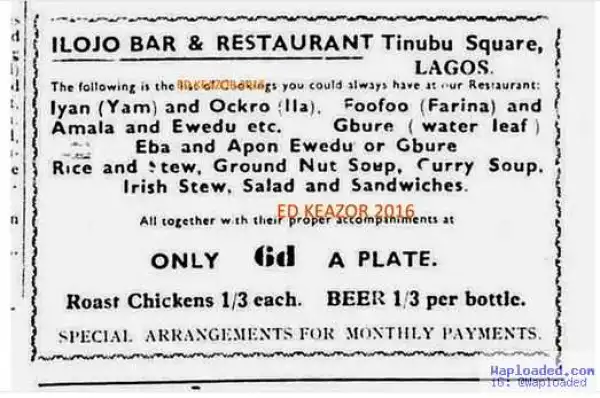 Checkout this classic 1939 advert by a Lagos restaurant
